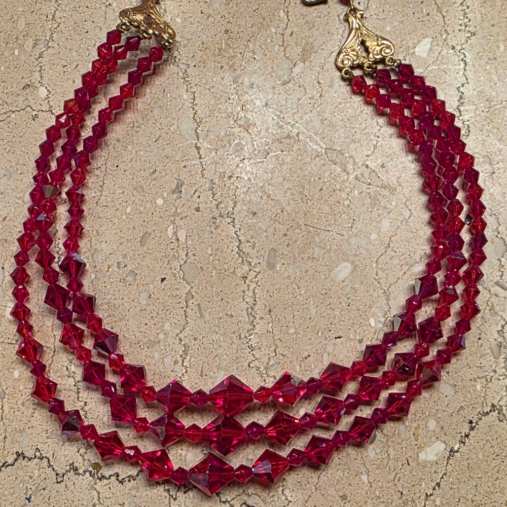 Vintage "aurora" style 3-strand necklace, perfect condition, DISCOUNTED SHIPPING
